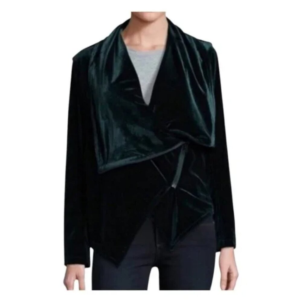 Simply Vera Wang Black Velvet Draped Cowl Neck Blazer Jacket Small